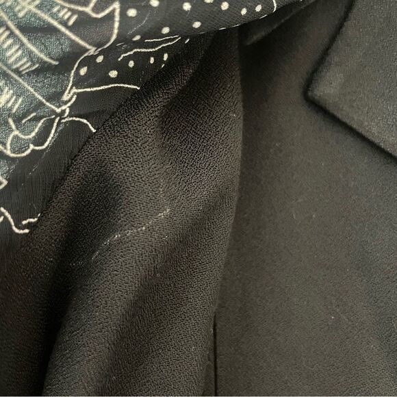 VINTAGE 80s Menu Blazer With Printed Figures Black - Picture 9 of 11